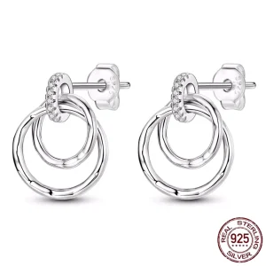 Boucles d’oreilles Triple Anneaux Entrelacés en Argent 925