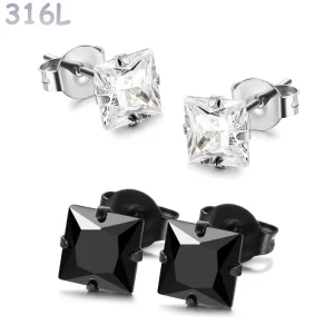Boucles d’oreilles Zircon Carré Pyramidal 3–8 mm