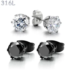 Boucles d’oreilles à Zircon Hexagonal serti à griffes 3–8 mm