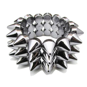 Bracelet Extensible à Spikes en Acrylique Argenté