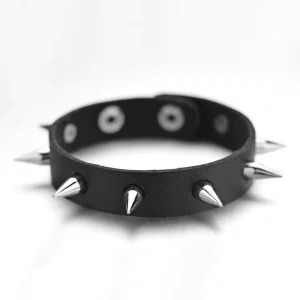 Bracelet Punk Rock Noir à Pointes Métal