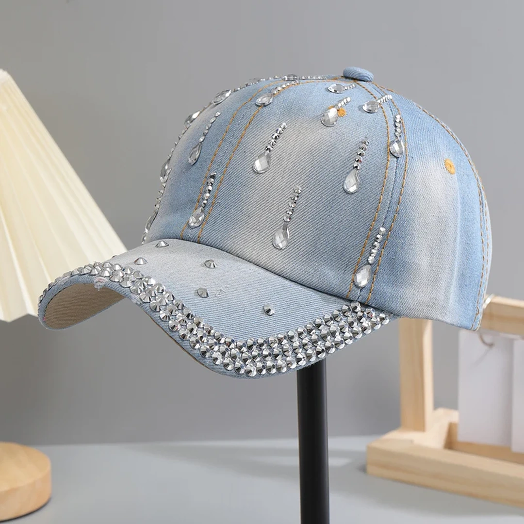 Casquette en Denim Délavé avec Gouttelettes pour Femme – Image 4