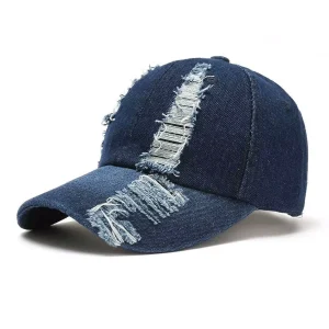 Casquette de Baseball en Denim Déchiré pour Homme & Femme