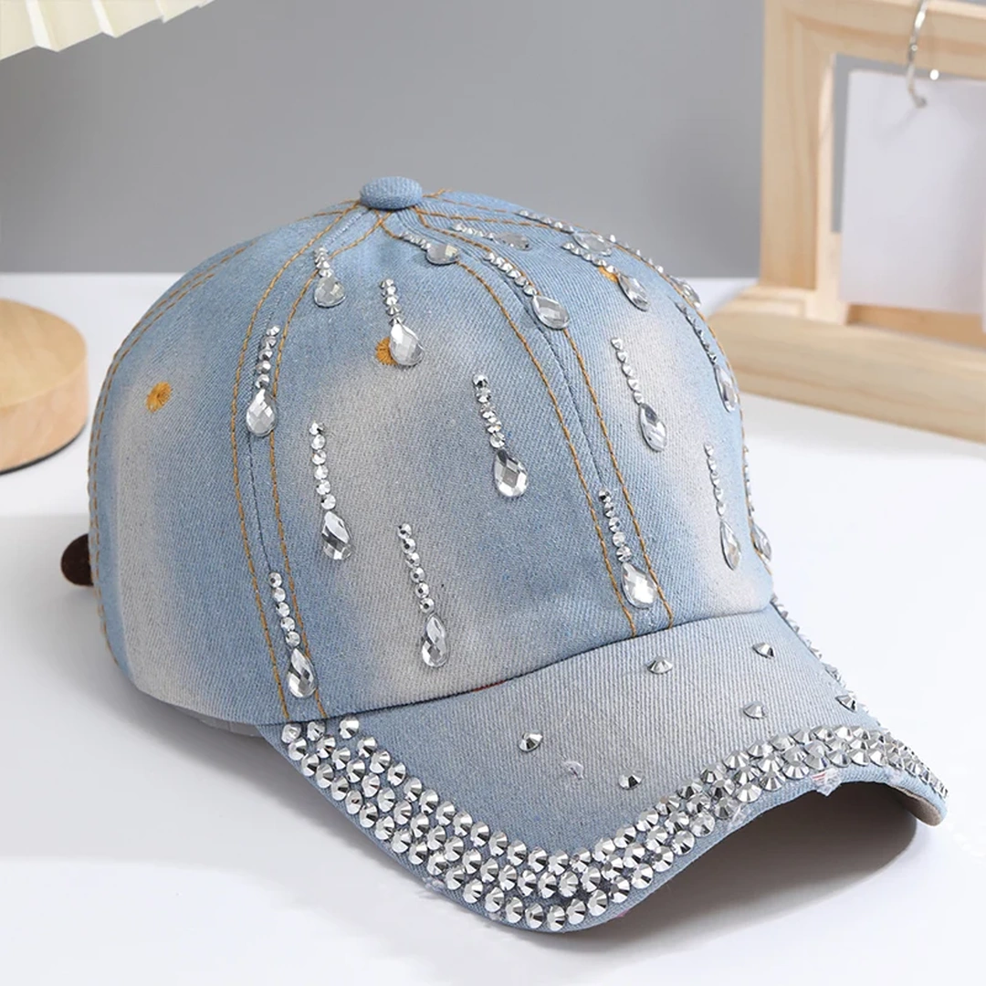 Casquette en Denim Délavé avec Gouttelettes pour Femme – Image 2