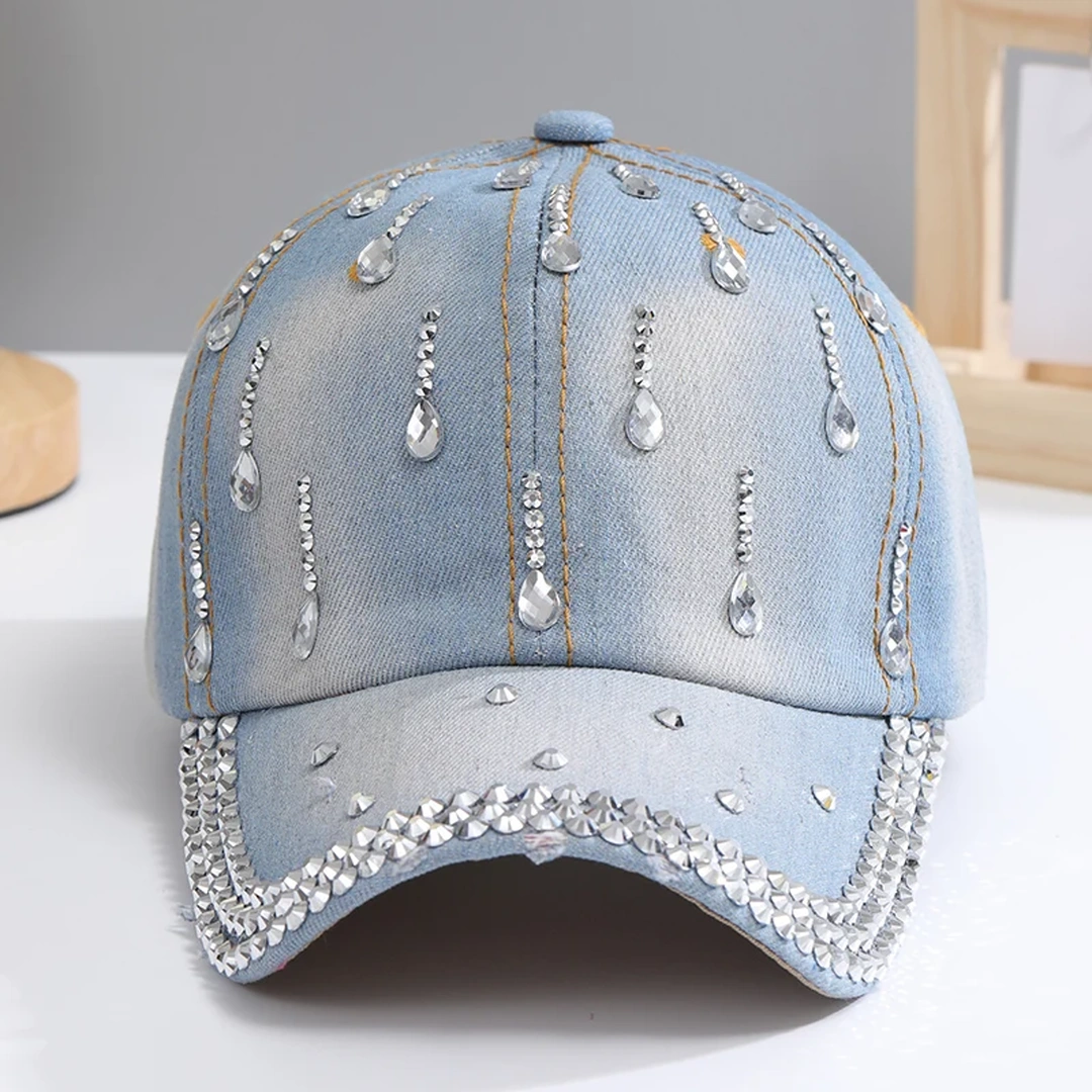 Casquette en Denim Délavé avec Gouttelettes pour Femme – Image 3