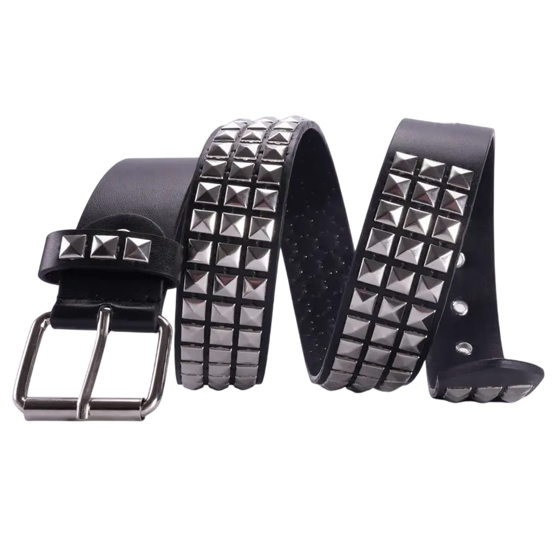 Ceinture Similicuir Noir à Rivets Pyramide – Image 6