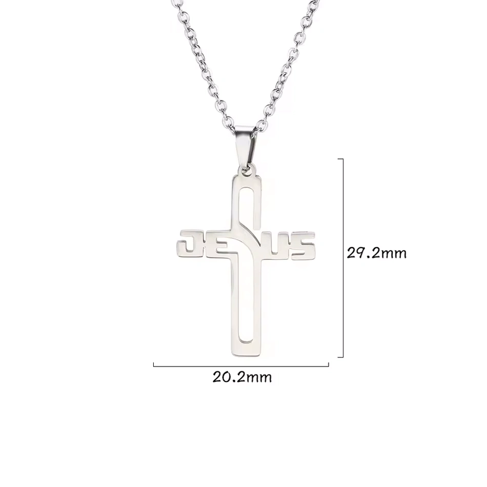 Chaîne avec Pendentif Croix Latine JESUS Stylisée – Image 6