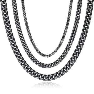 Chaîne Cubaine Noire en Acier Inoxydable Maillons 3 à 7 mm