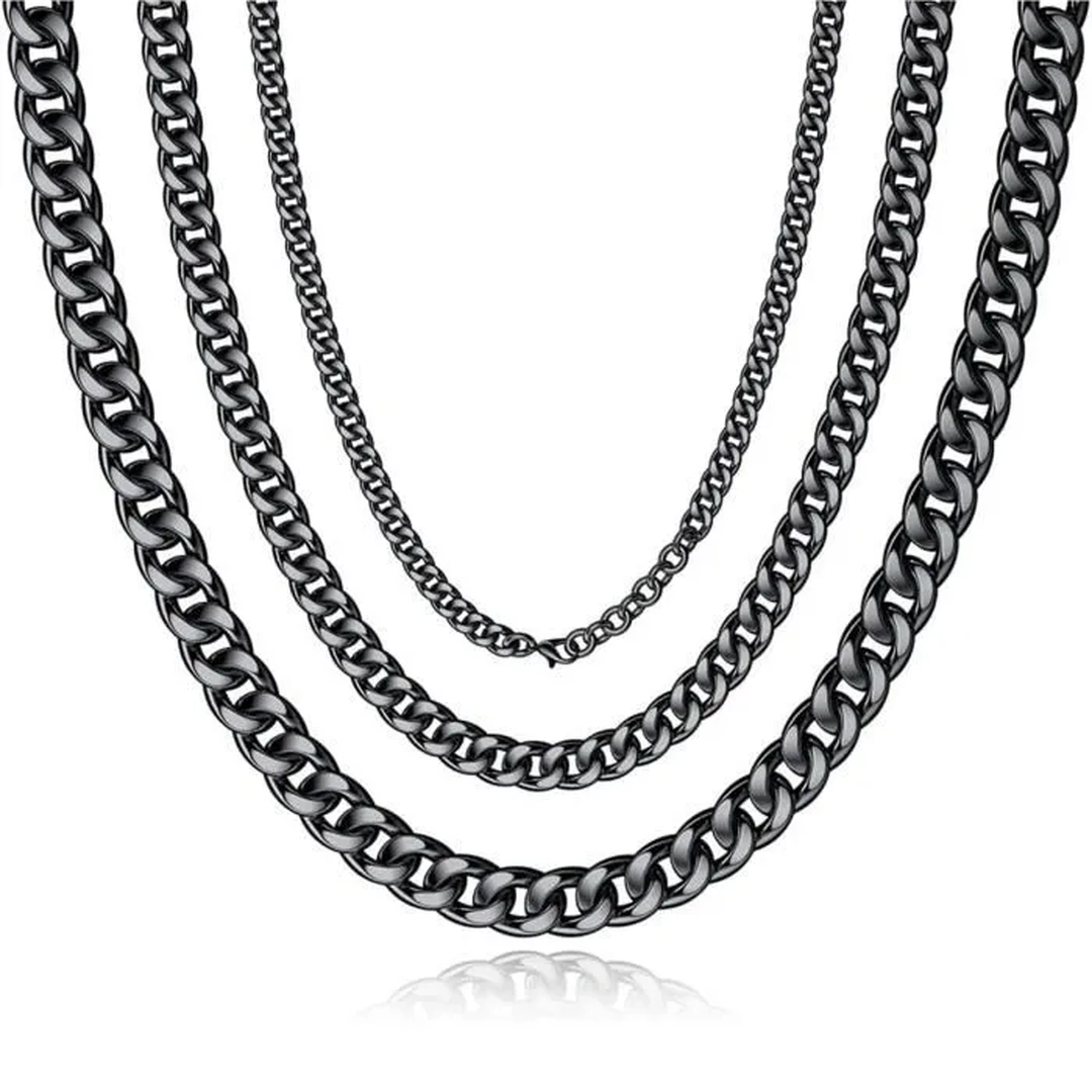 Chaîne Cubaine Noire en Acier Inoxydable Maillons 3 à 7 mm – Image 2