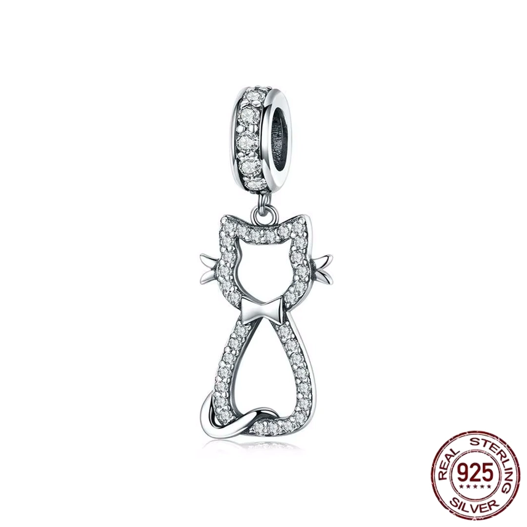 Charm Chat Stylisé en Argent 925 Pavé de Zirconiums – Image 2