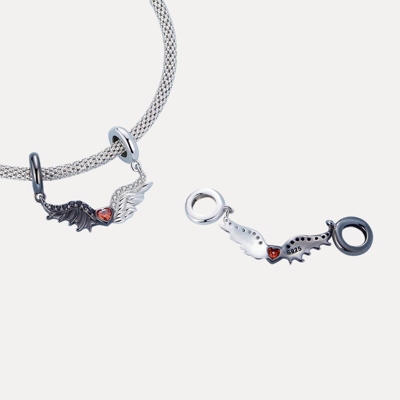 Charm Cœur Ailé Ange/Démon en Argent 925 – Image 5