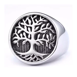 Chevalière Arbre de Vie en Acier 316L – Bague Symbolique