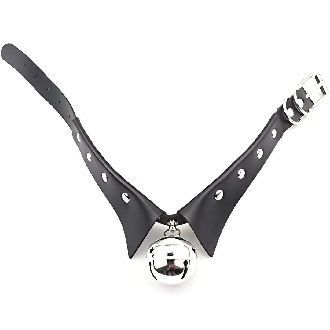 Choker en Cuir Noir à Col Roulé avec Clochette Métallique – Image 6