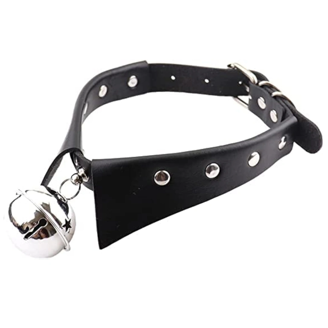 Choker en Cuir Noir à Col Roulé avec Clochette Métallique – Image 5