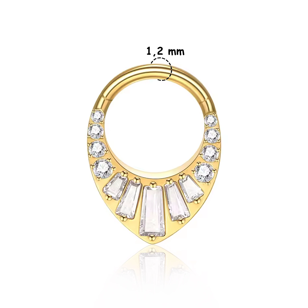 Clicker Goutte Inversée à Zircons Ronds & Baguette – Image 7