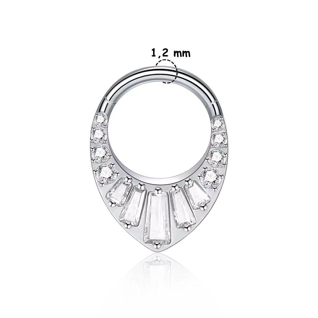 Clicker Goutte Inversée à Zircons Ronds & Baguette – Image 6