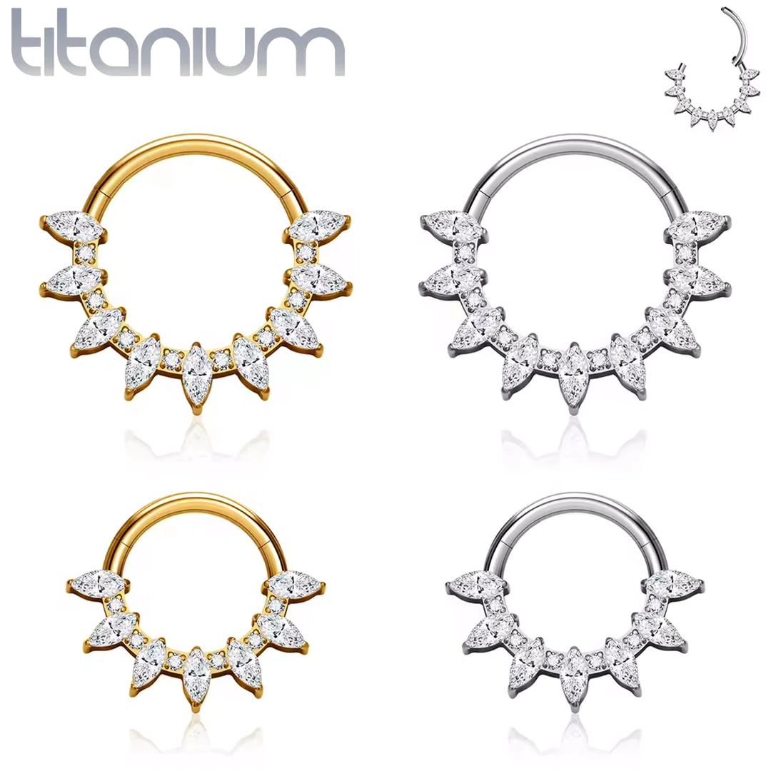 Clicker Titane Arc Harmonieux en Zirconiums Marquise