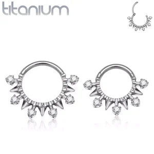 Clicker Titane Arc de Pointes Métalliques Ponctué de Zircons