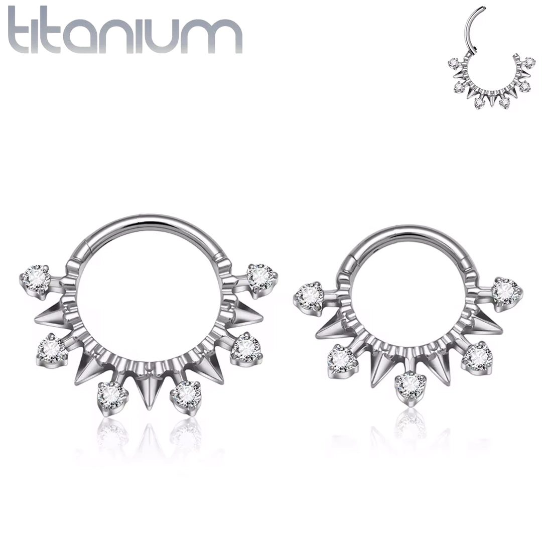 Clicker Titane Arc de Pointes Métalliques Ponctué de Zircons