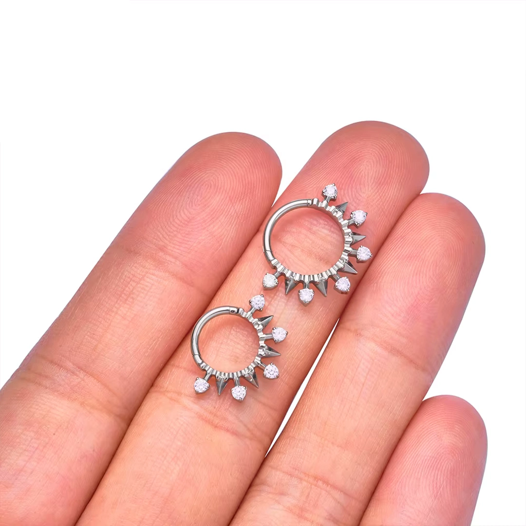 Clicker Titane Arc de Pointes Métalliques Ponctué de Zircons – Image 7