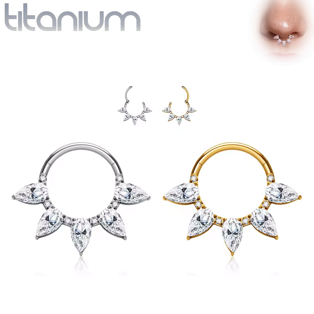 Clicker Titane à 5 Marquises de Zirconiums Étincelants – Image 2