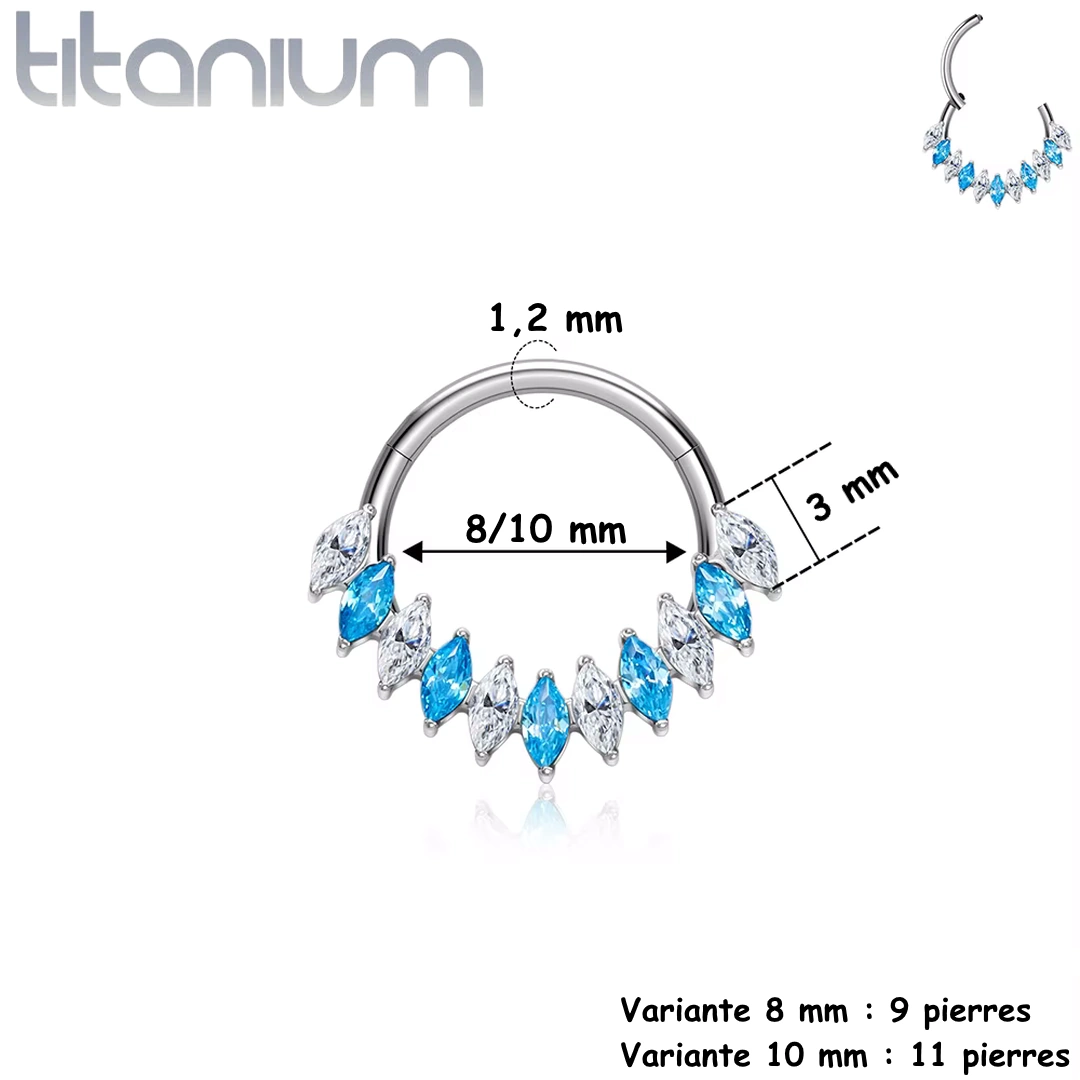 Clicker Titane orné de Zirconiums Taille Marquise Bicolores – Image 5