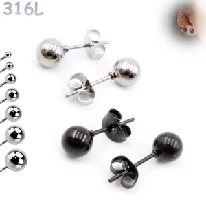 Clous d’oreilles Acier 316L à Boules 2–8 mm