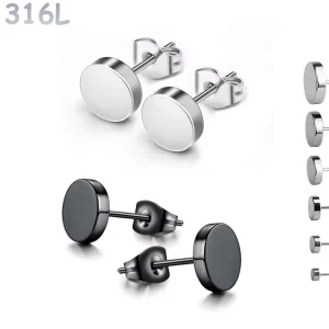 Clous d’oreilles Disque en Acier 316L 3–8 mm