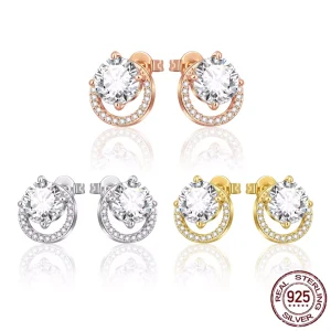 Clous d’oreilles à Anneau Pavé Effet Flottant & Zircon