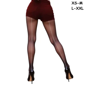 Collant Nylon Voile 30D à Ligne de Strass Arrière