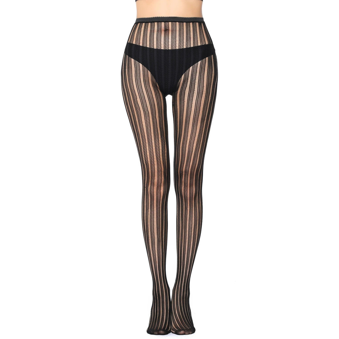 Collants Résille Gothique Punk à Rayures Verticales – Image 3