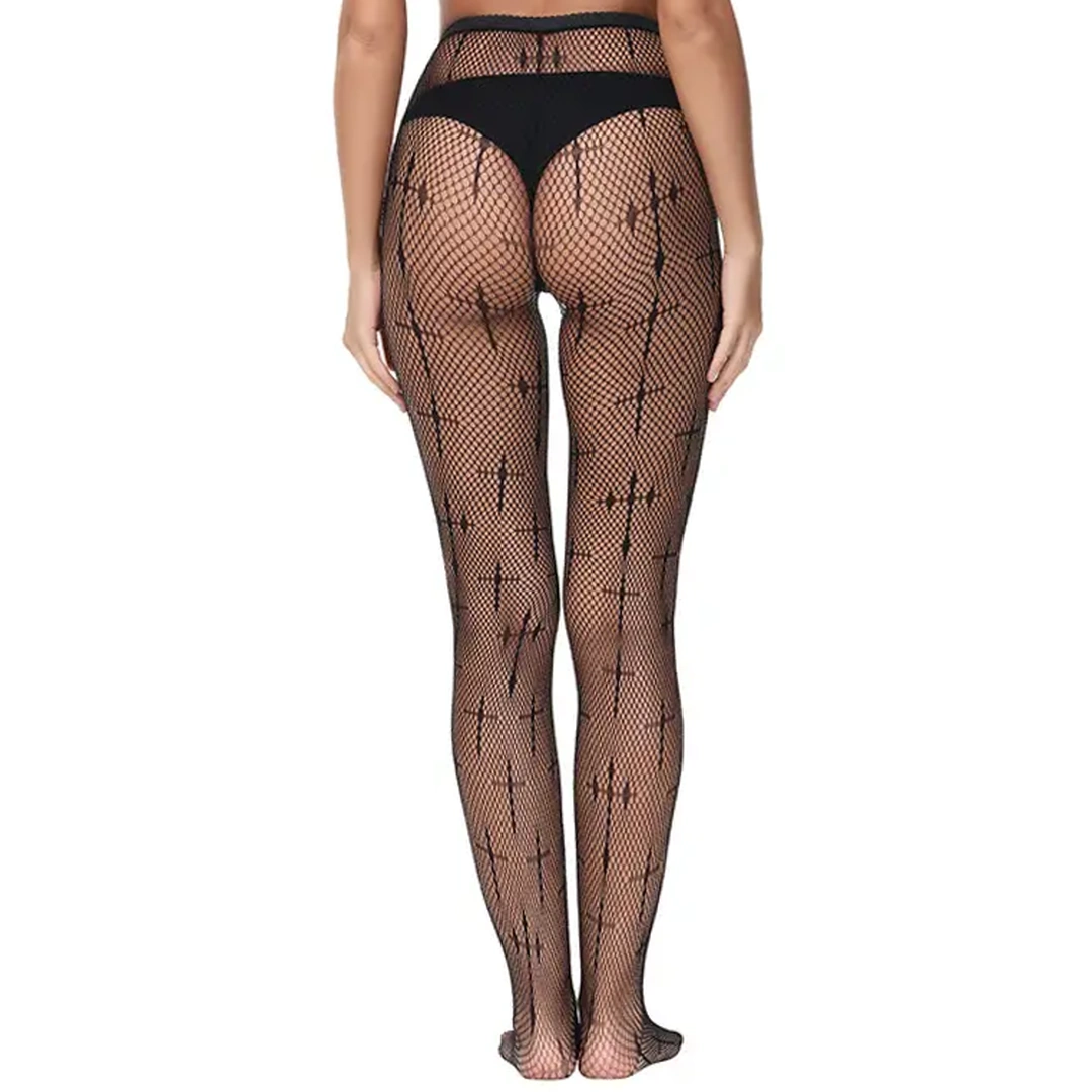 Collants Résille Motif Croix Gothiques – Noir ou Blanc – Image 7
