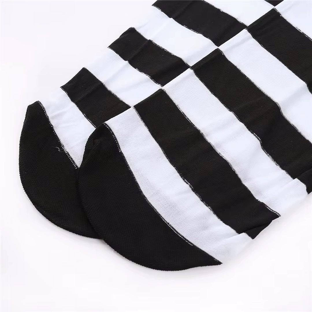 Collants Opaques Gothiques Rayés Noir & Blanc 100D – Image 7