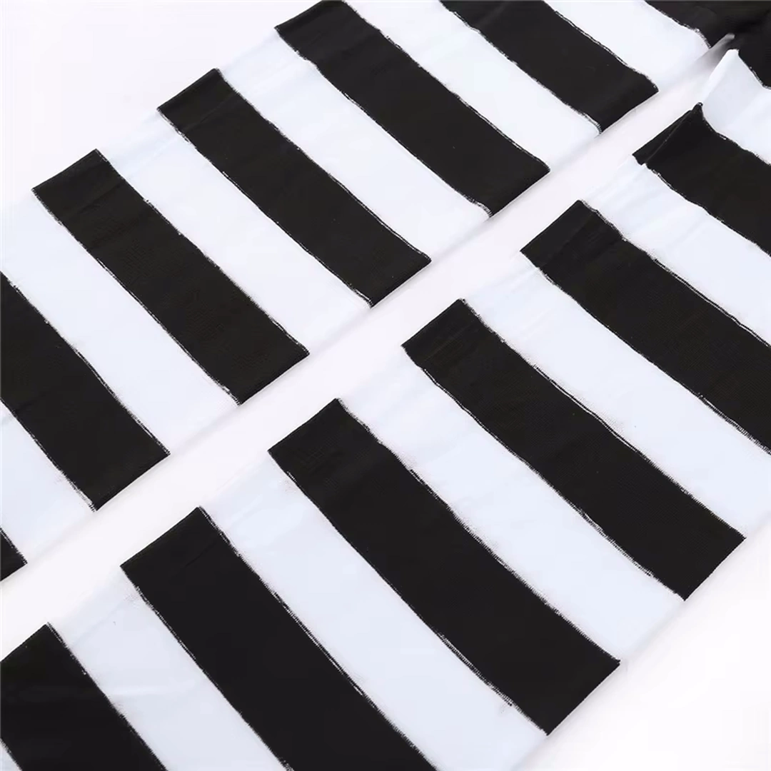 Collants Opaques Gothiques Rayés Noir & Blanc 100D – Image 8