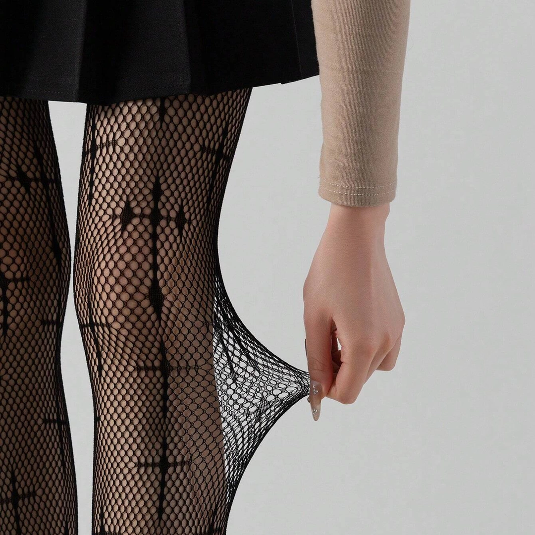 Collants Résille Motif Croix Gothiques – Noir ou Blanc – Image 3