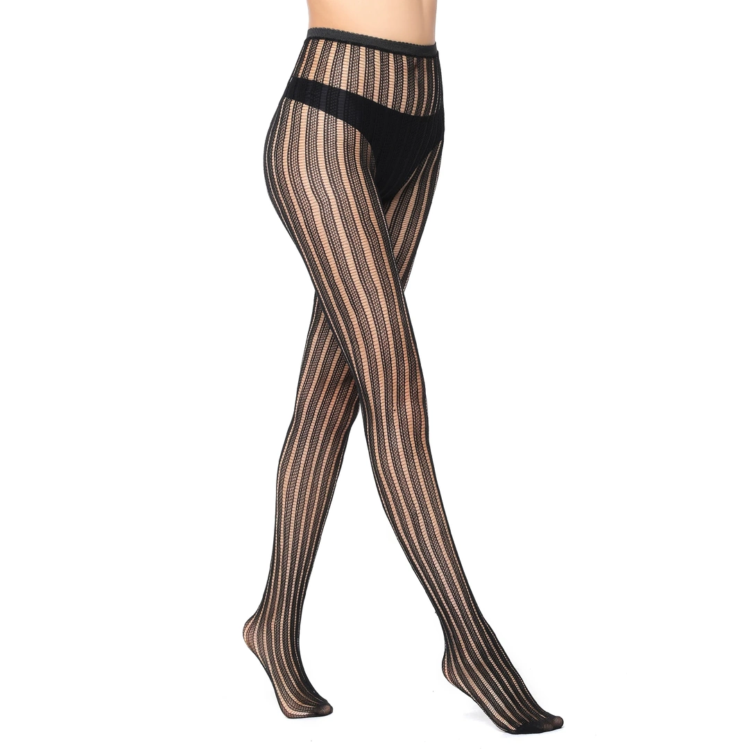 Collants Résille Gothique Punk à Rayures Verticales – Image 5