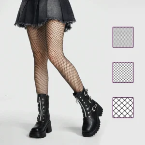 Collants Résille Noirs à Maille Fine, Moyenne ou Large