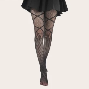 Collants Résille Sexy avec Motif Nœud Papillon