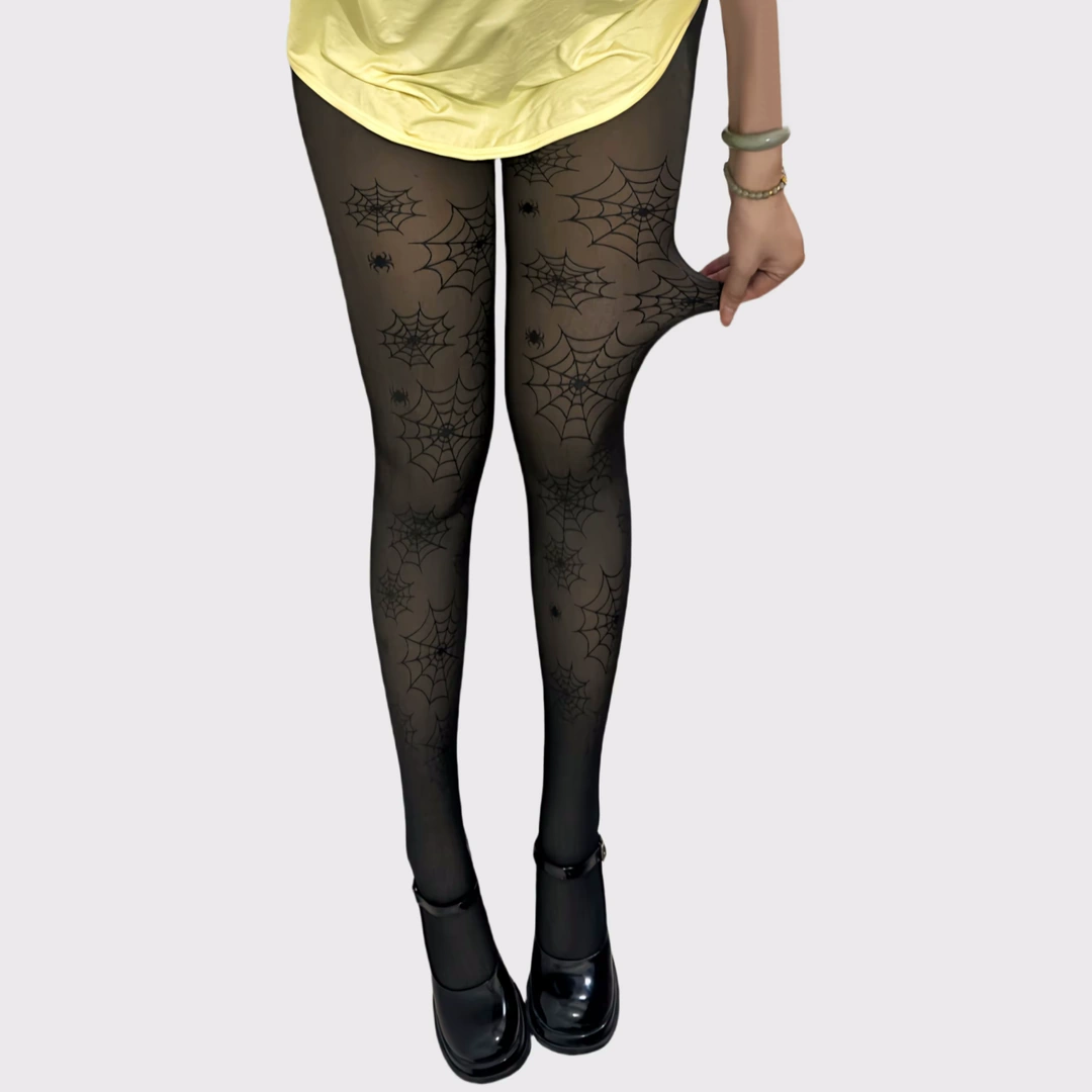 Collants Thermiques Noirs Motif Toiles d’Araignée – Image 7