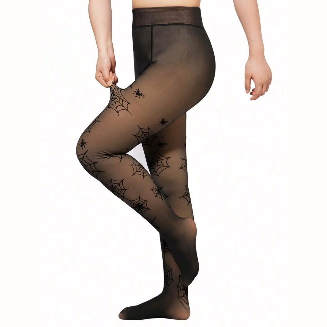 Collants Thermiques Noirs Motif Toiles d’Araignée – Image 4
