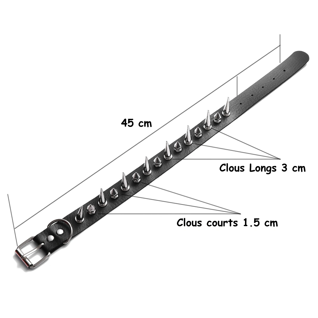 Collier Choker en Cuir Noir Clouté Style Punk Gothique – Image 7