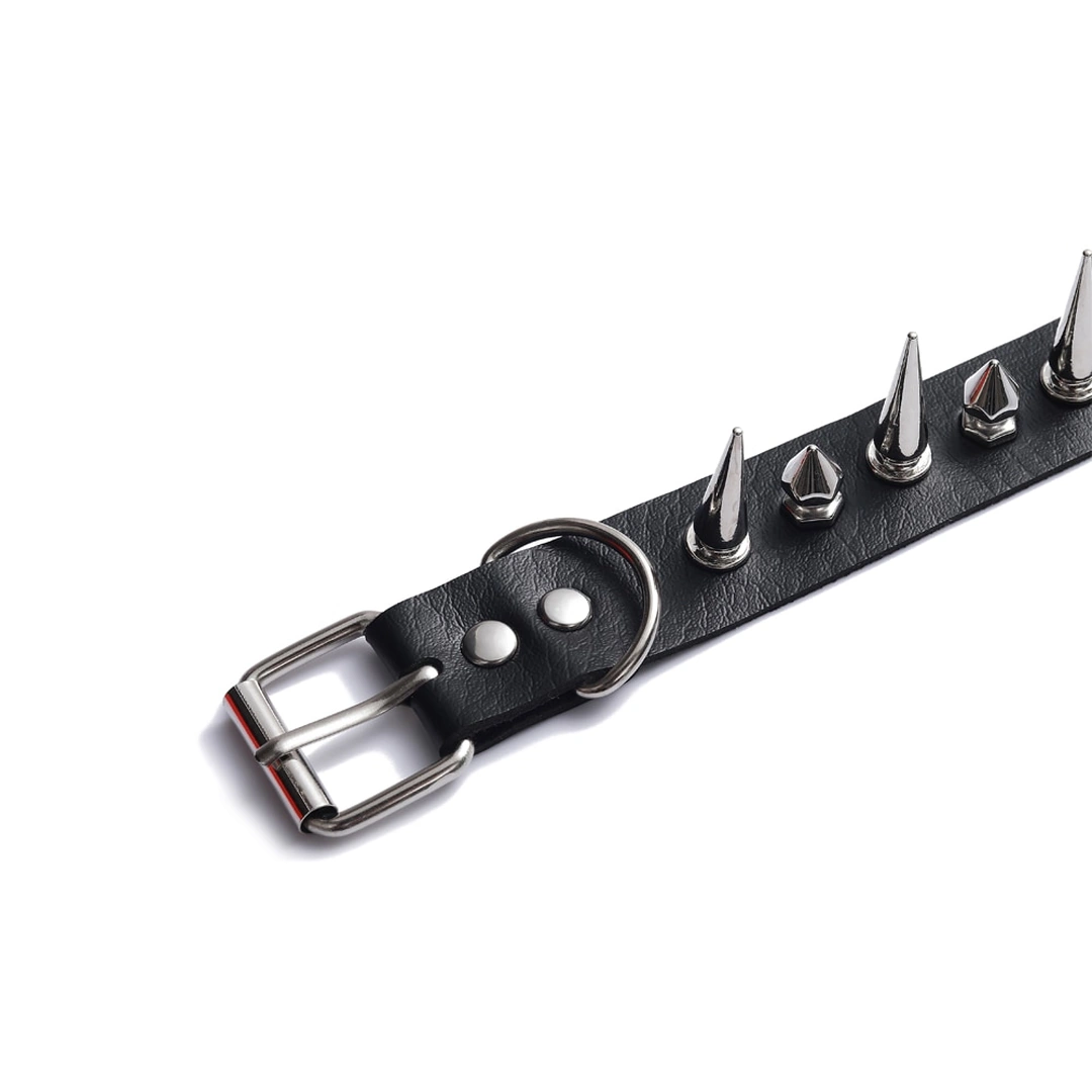 Collier Choker en Cuir Noir Clouté Style Punk Gothique – Image 5