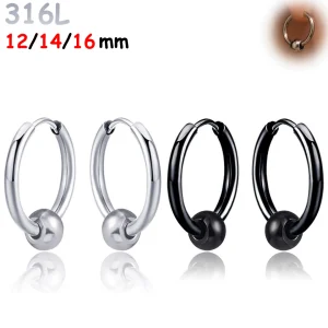 Créoles Épaisses 316L à Bille Mobile – Diamètre 12 à 16 mm