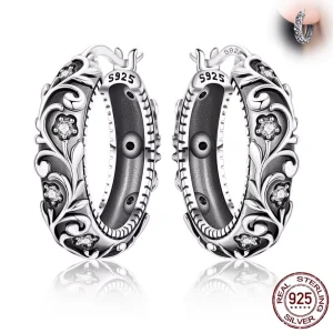 Créoles Florales Gothiques Argent 925 & Zircons
