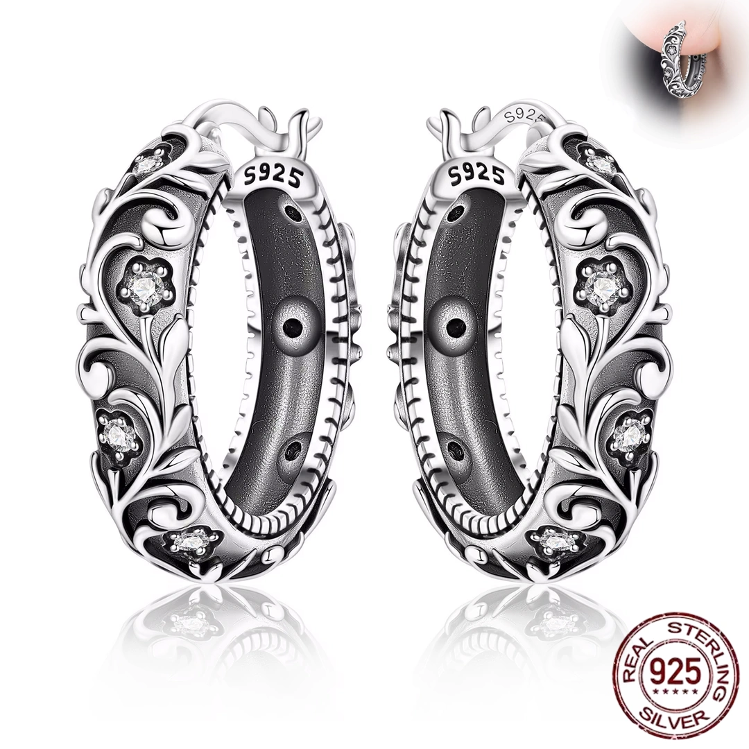 Créoles Florales Gothiques Argent 925 & Zircons
