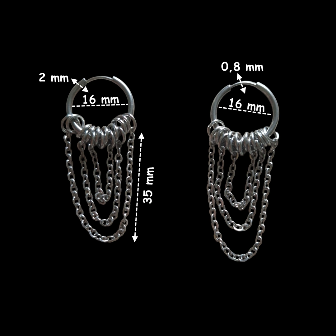 Créoles Huggie 16 mm à Triple Chaîne & Anneaux Mobiles – Image 4