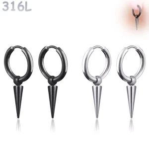 Créoles Punk Pointe Conique 17 mm en Acier 316L