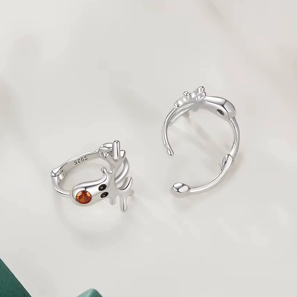 Créoles Renne en Argent 925 avec Nez Rouge en Zircon – Image 6