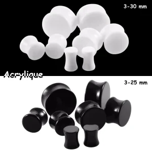 Écarteur Plug Double Évasé en Acrylique – Blanc ou Noir