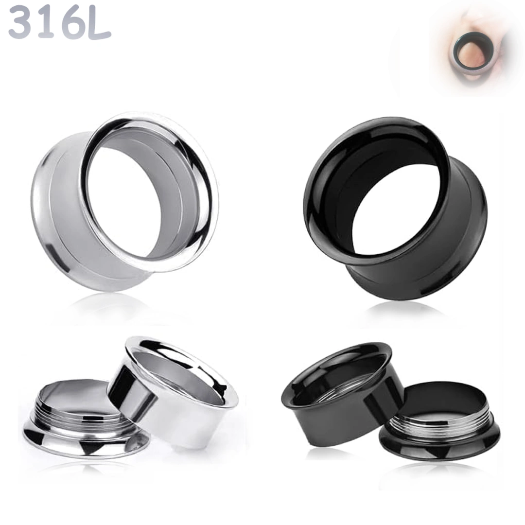 Écarteur Tunnel Acier 316L Double Évasé & Dévissable 2-30 mm